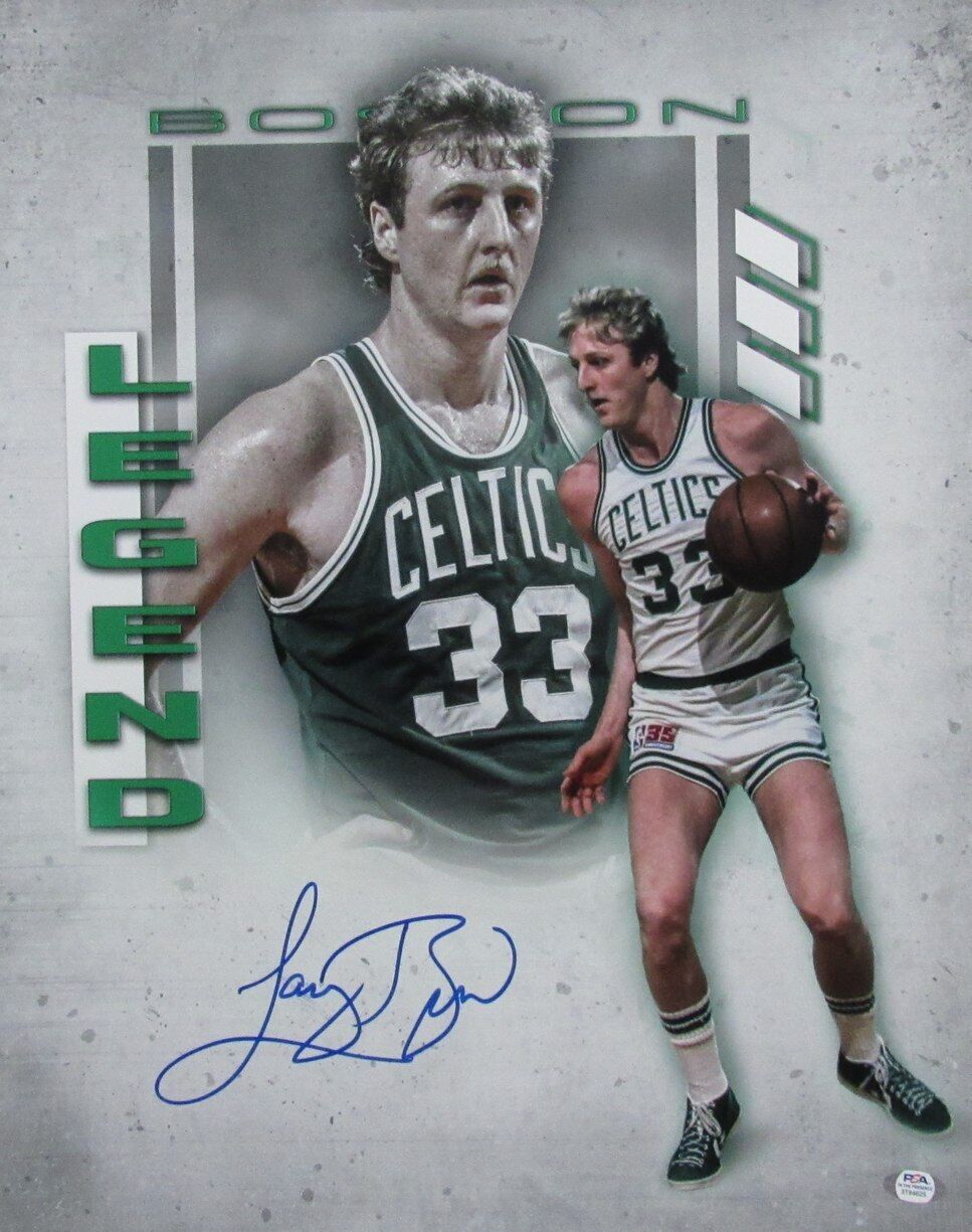 Larry Bird HOF Autographed 16x20 Photo Boston Celtics PSA/DNA 179603