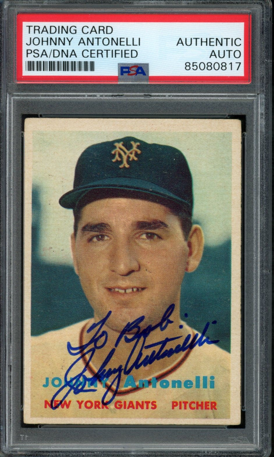 1957 TOPPS Johnny Antonelli #105 Auth Card Signed NY Giants PSA/DNA 184123