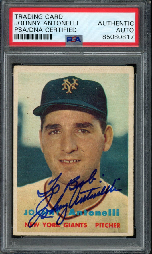 1957 TOPPS Johnny Antonelli #105 Auth Card Signed NY Giants PSA/DNA 184123