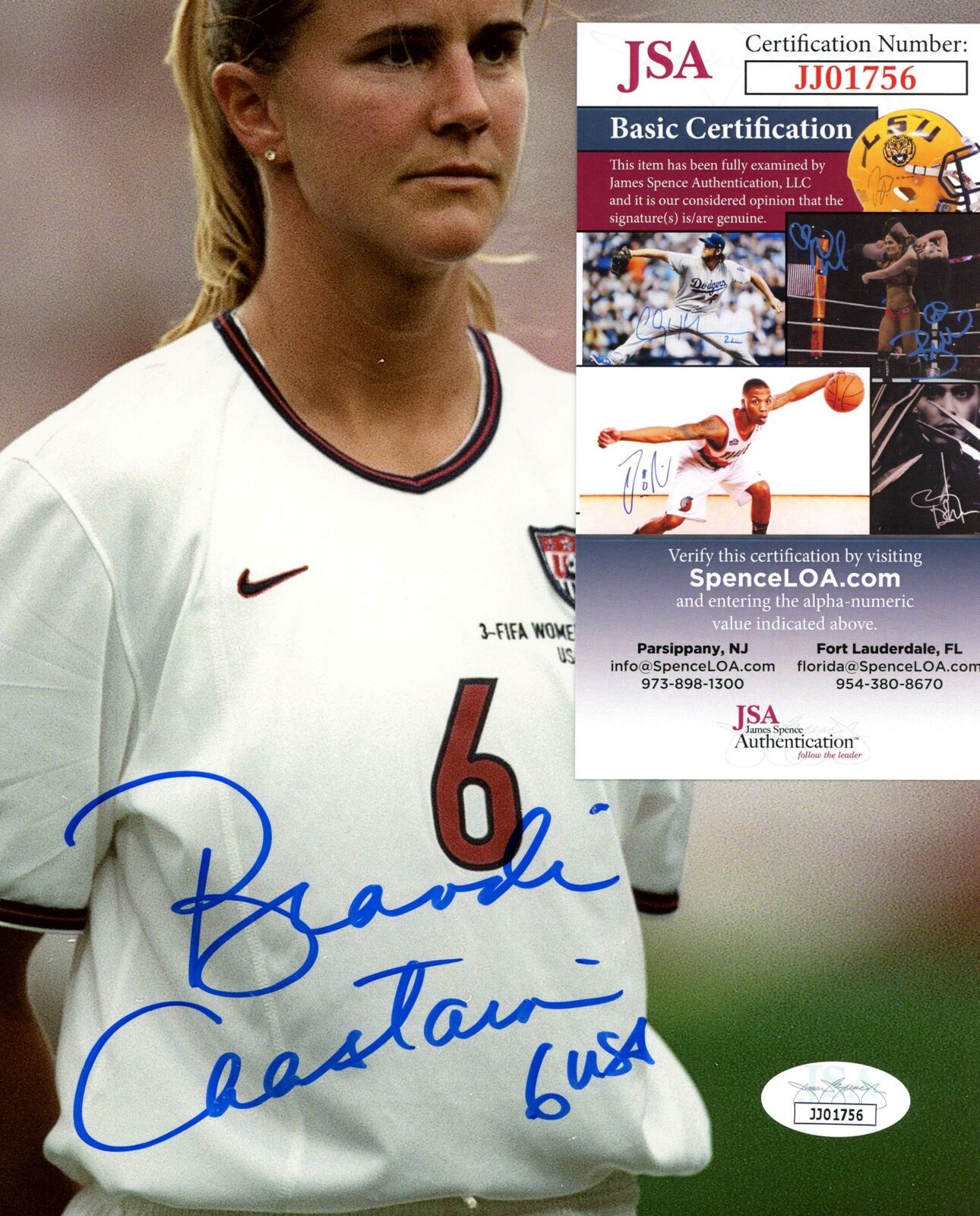 Brandi Chastain Team USA Signed/Autographed 8x10 Photo JSA 154145