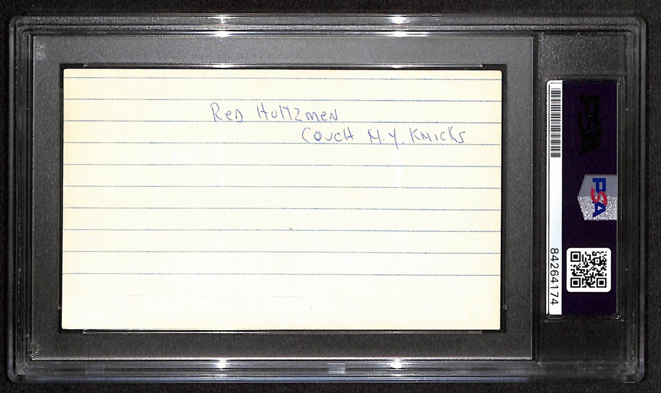 Red Holtzman HOF New York Knicks Signed/Auto 3x5 Index Card PSA/DNA 187437