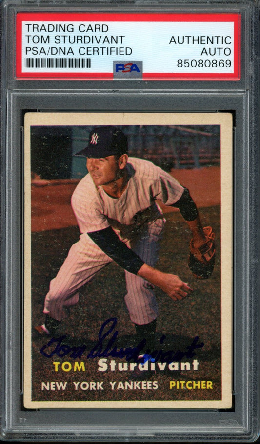 1957 TOPPS Tom Sturdivant #34 Auth Card Signed Yankees PSA/DNA 184098