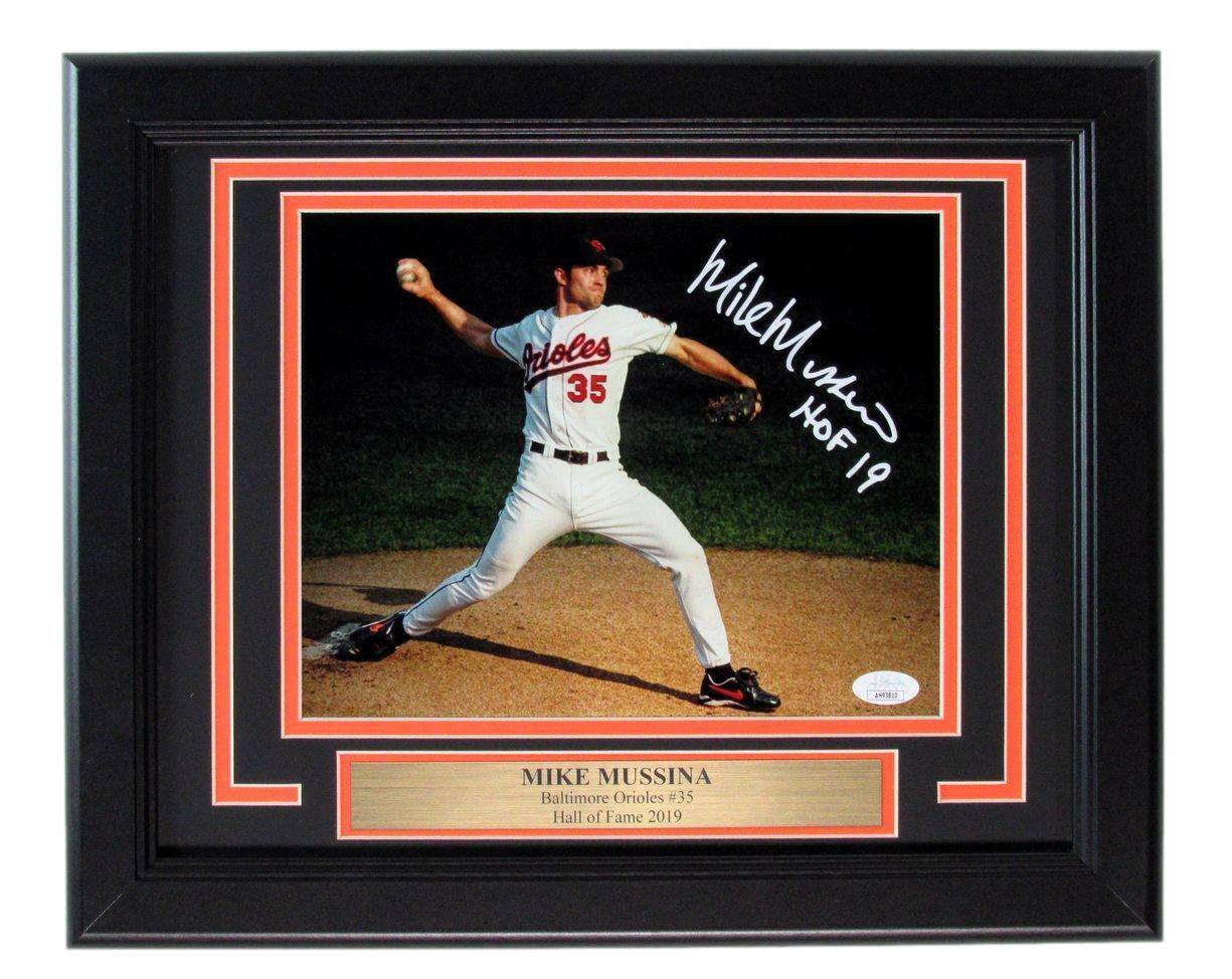 Mike Mussina HOF Autographed/Inscribed 8x10 Photo Orioles Framed JSA 180101