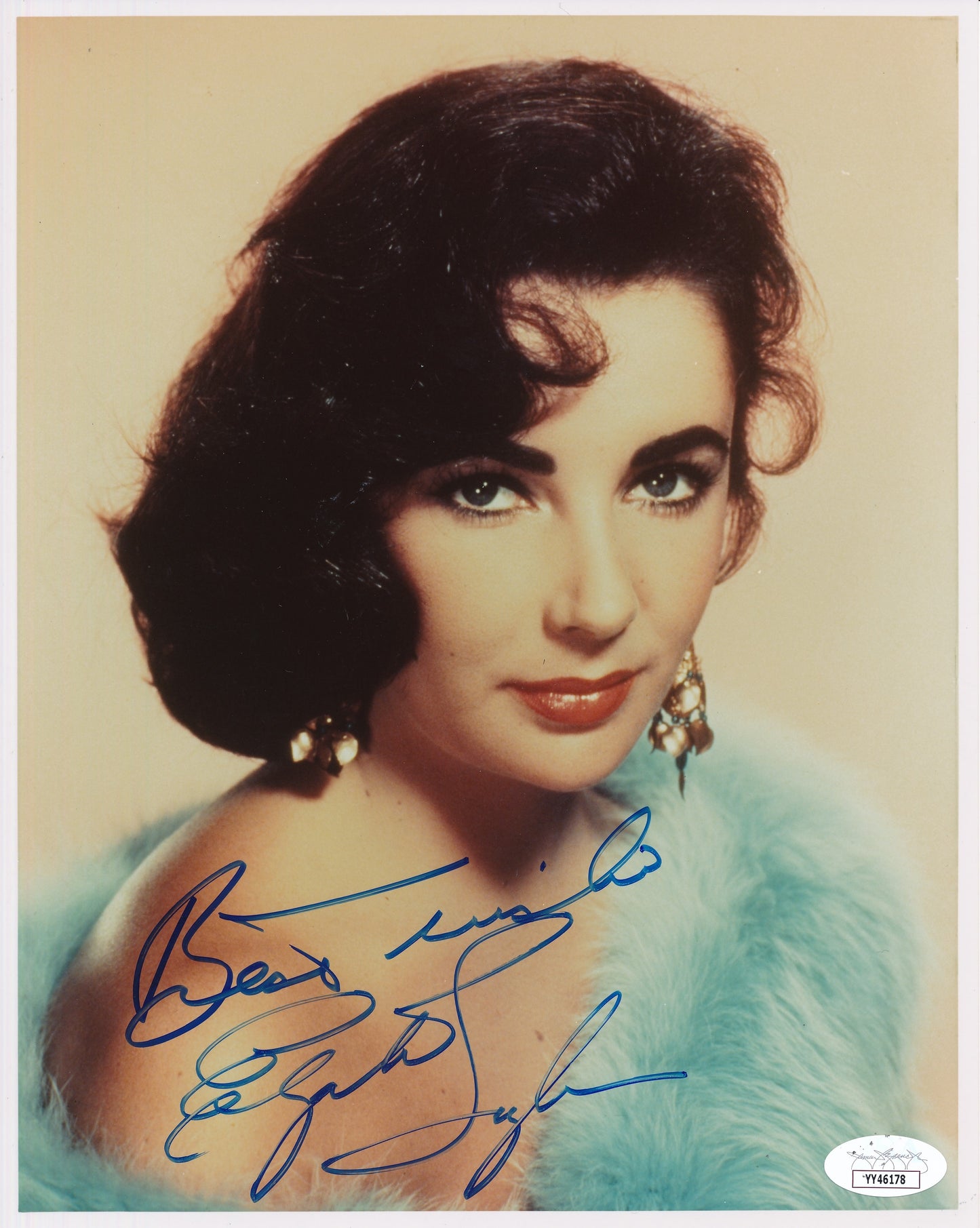 Elizabeth Taylor Signed/Inscribed "Best Wishes" 8x10 Photo JSA 186487