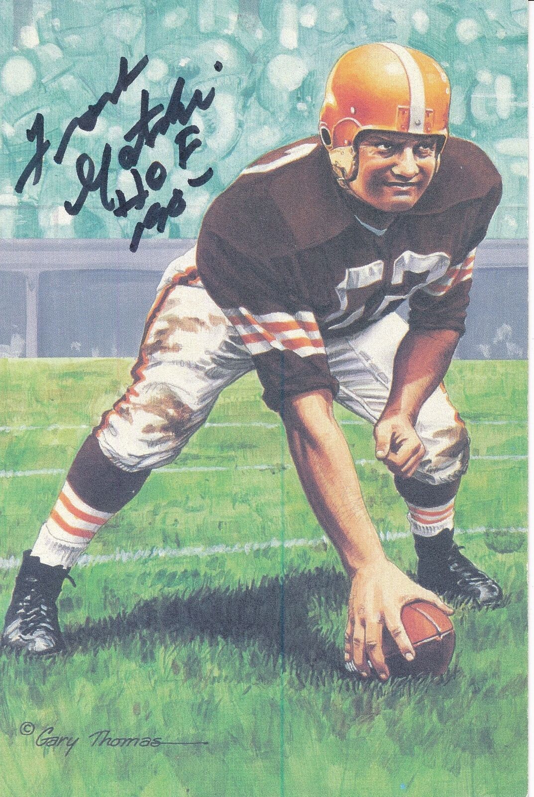 Frank Gatski HOF Browns Signed/Inscribed Goal Line Art GLAC Postcard 163823