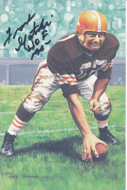 Frank Gatski HOF Browns Signed/Inscribed Goal Line Art GLAC Postcard 163823