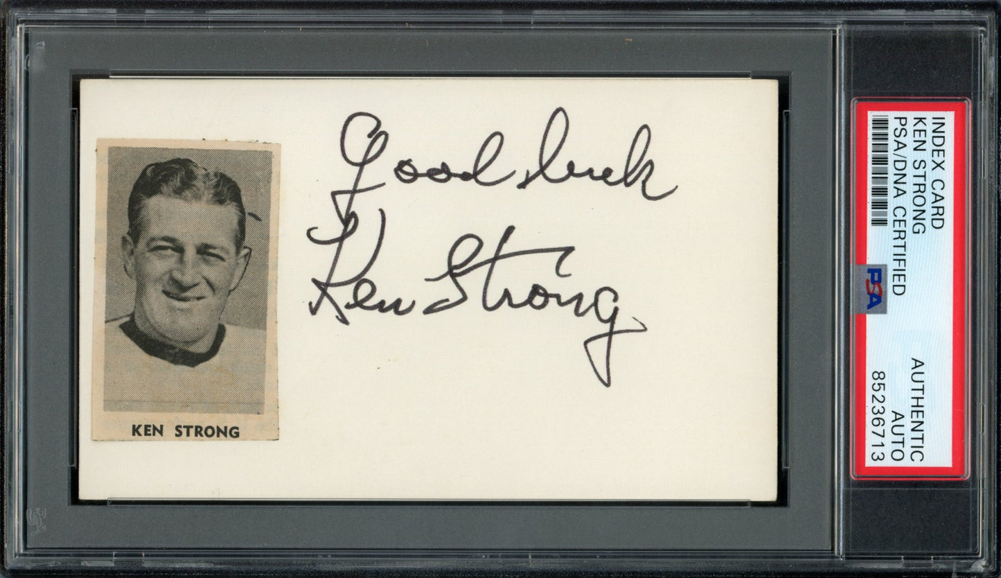 Ken Strong HOF Signed/Inscribed Cut Photo on 3x5 Card Giants PSA/DNA 188288