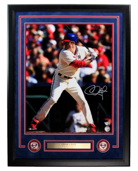 Chase Utley Signed 16x20 Photo Philadelphia Phillies Framed Fanatics 188723