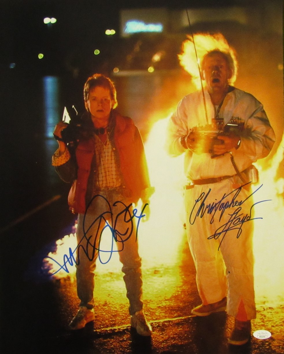 Michael J Fox/Christopher Lloyd Autographed 16x20 Photo "Back to the Future" JSA