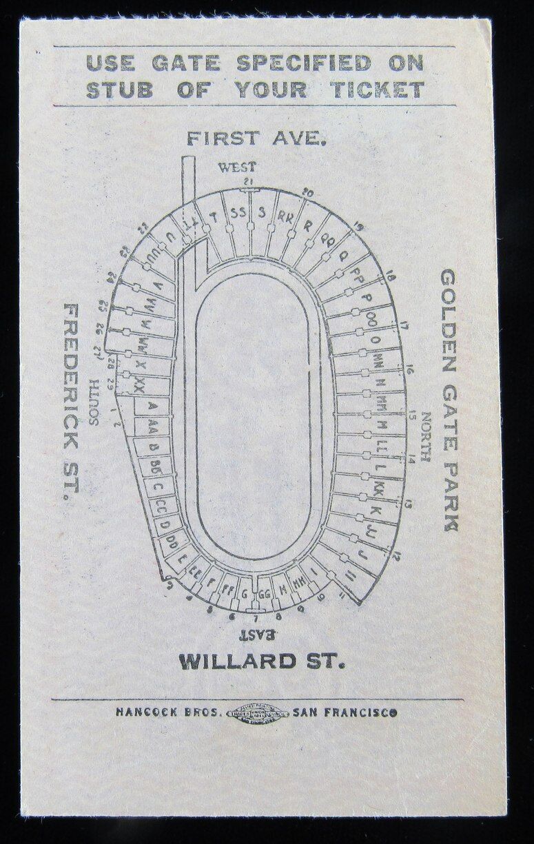 1945 Shrine Bowl East vs. West Ticket Stub, Kezar Stadium, SF California