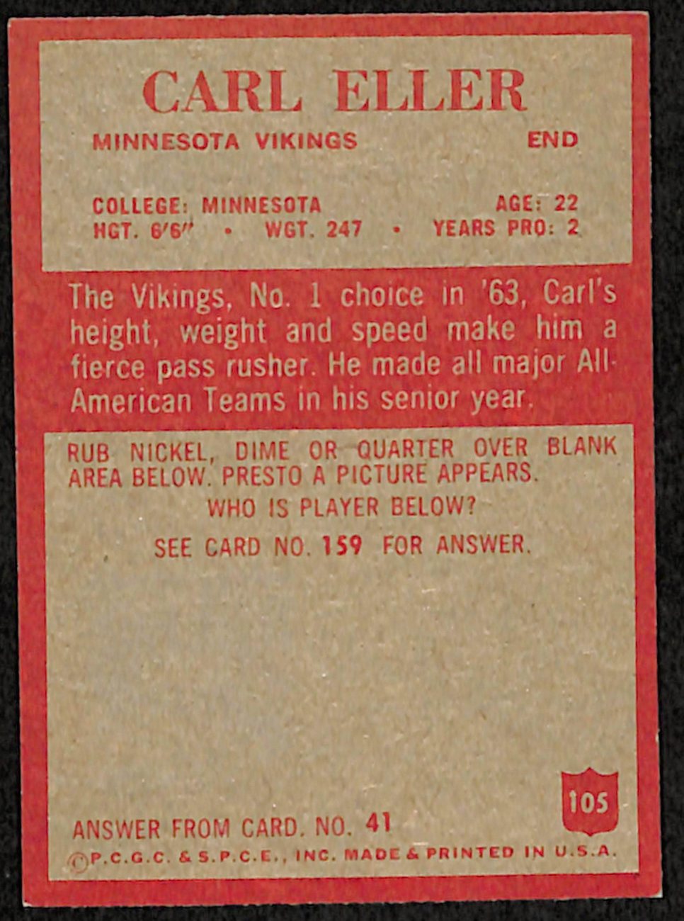 1965 Philadelphia Football Vikings Team Set (13/14) Cards Carl Eller RC 189255