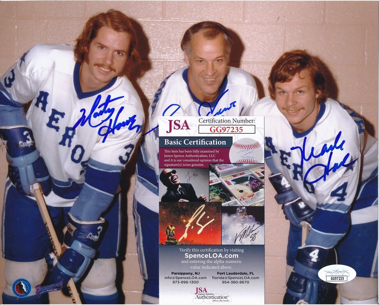 Gordie, Mark, Marty Howe Aeros Multi-Signed/Autographed 8x10 Photo JSA 149843