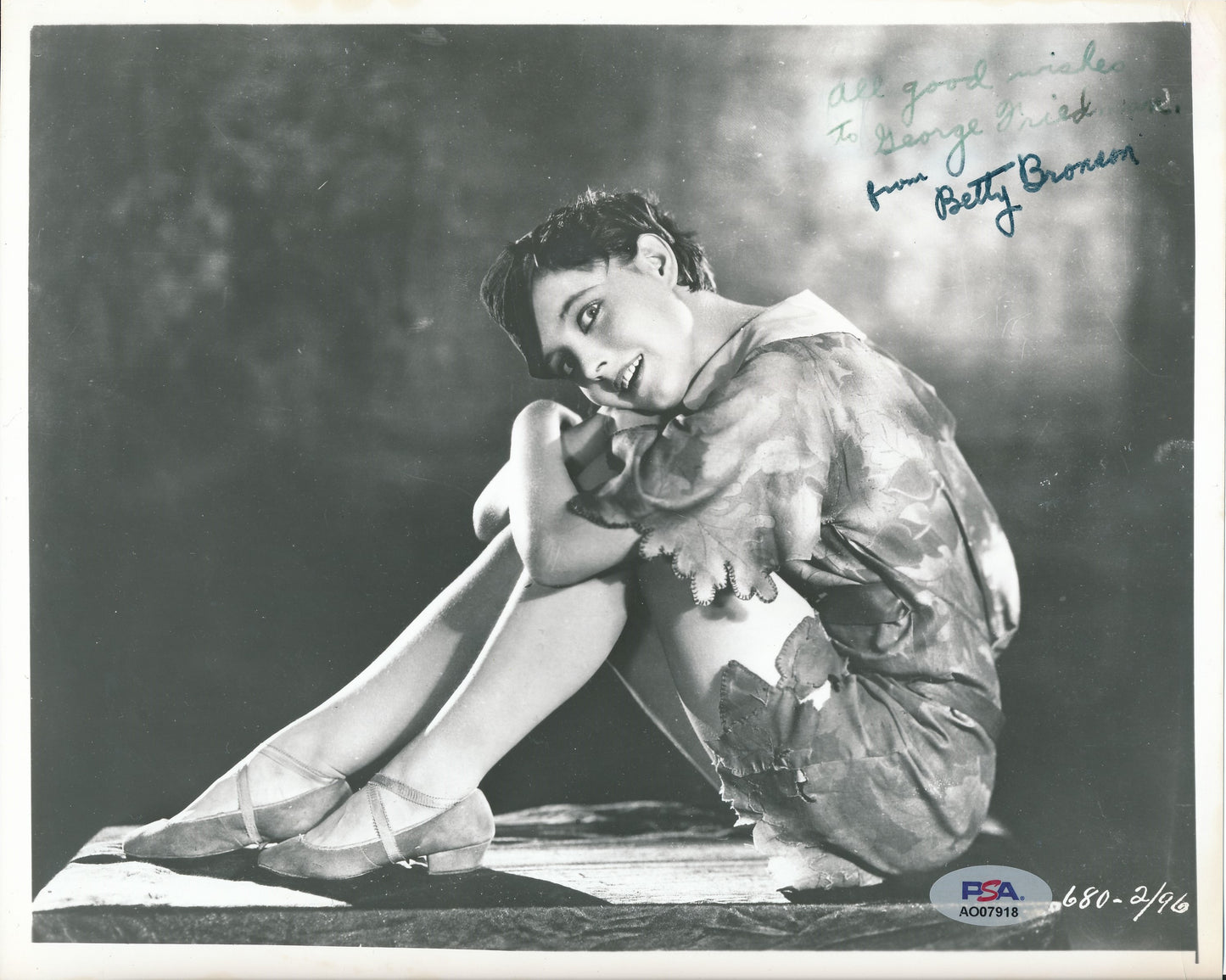 Betty Bronson Signed/Inscribed Vintage 8x10 B/W Photo "Peter Pan" PSA/DNA 192276