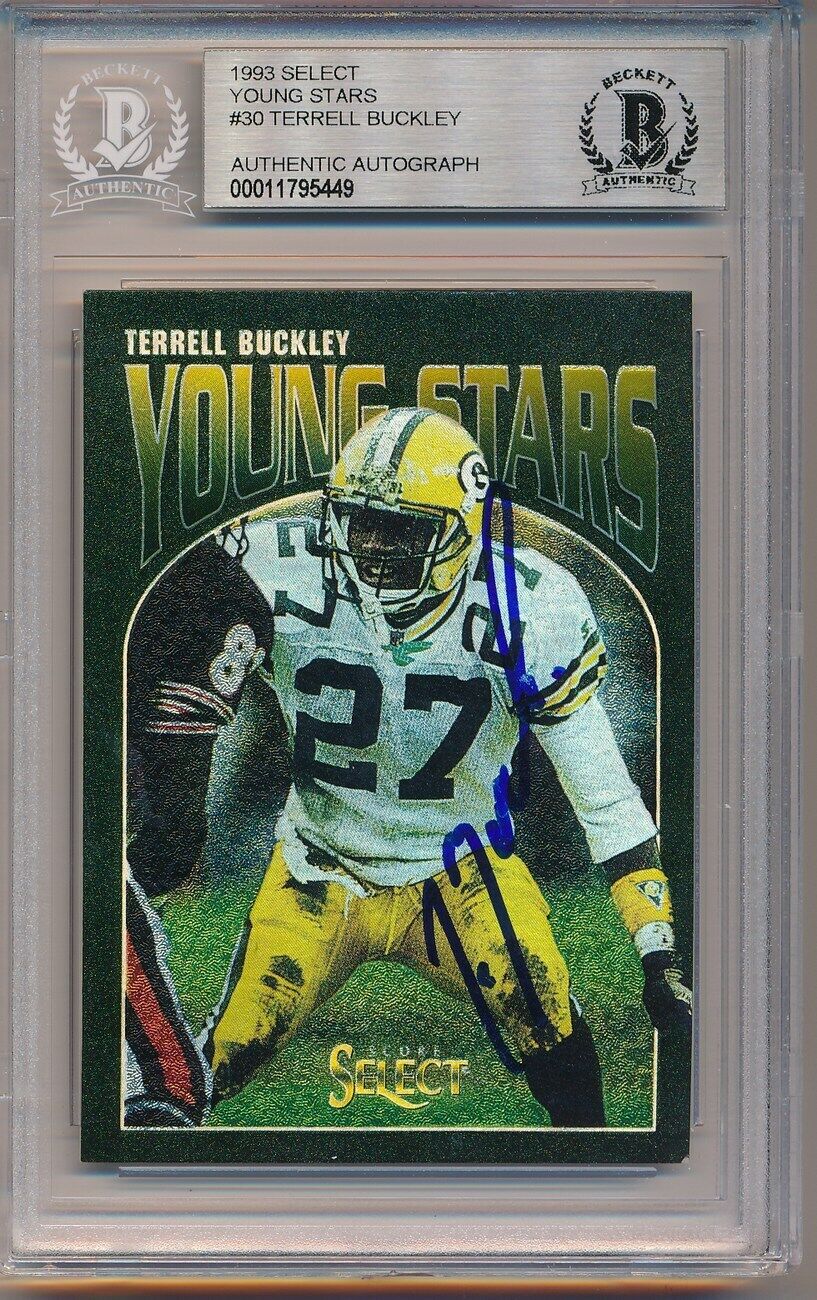 Terrell Buckley Packers Signed 1993 Select Young Stars Card #30 Beckett 148181