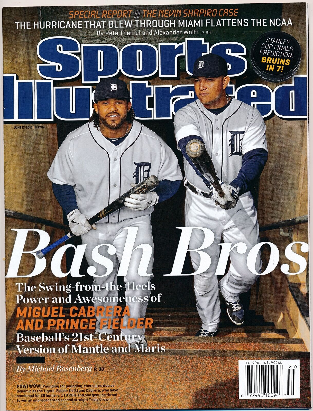 June 17, 2013 Miguel Cabrera/Prince Fielder Sports Illustrated NO LABEL Tigers