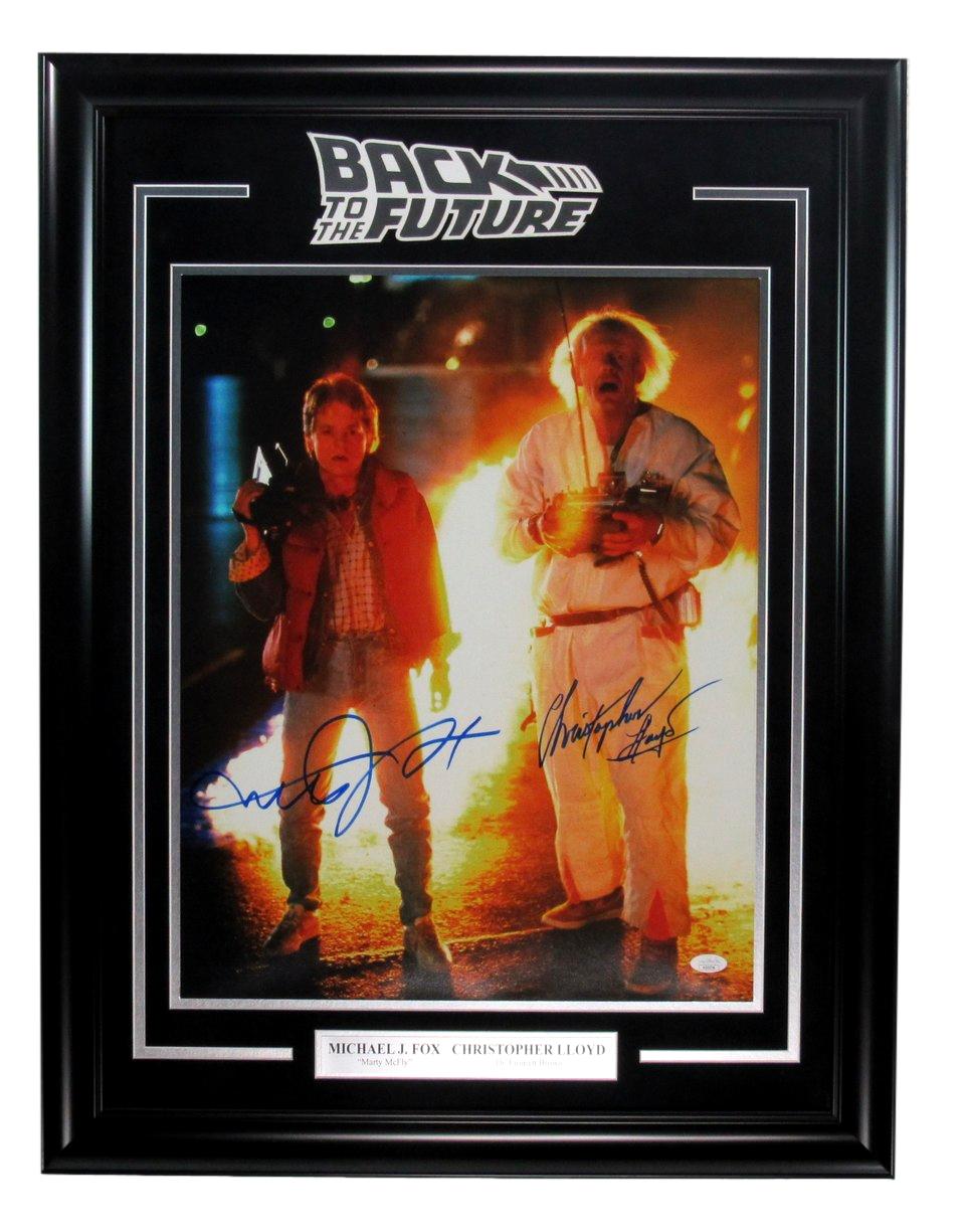 Michael J Fox/Christopher Lloyd Dual-Signed 16x20 Photo Framed JSA 192137