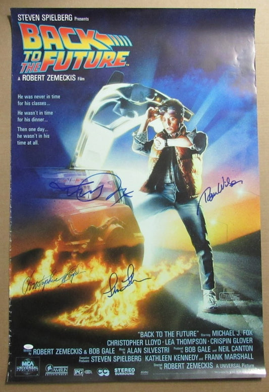 "Back to the Future" Multi-Autographed by 4 Actors 27x40 Movie Poster JSA