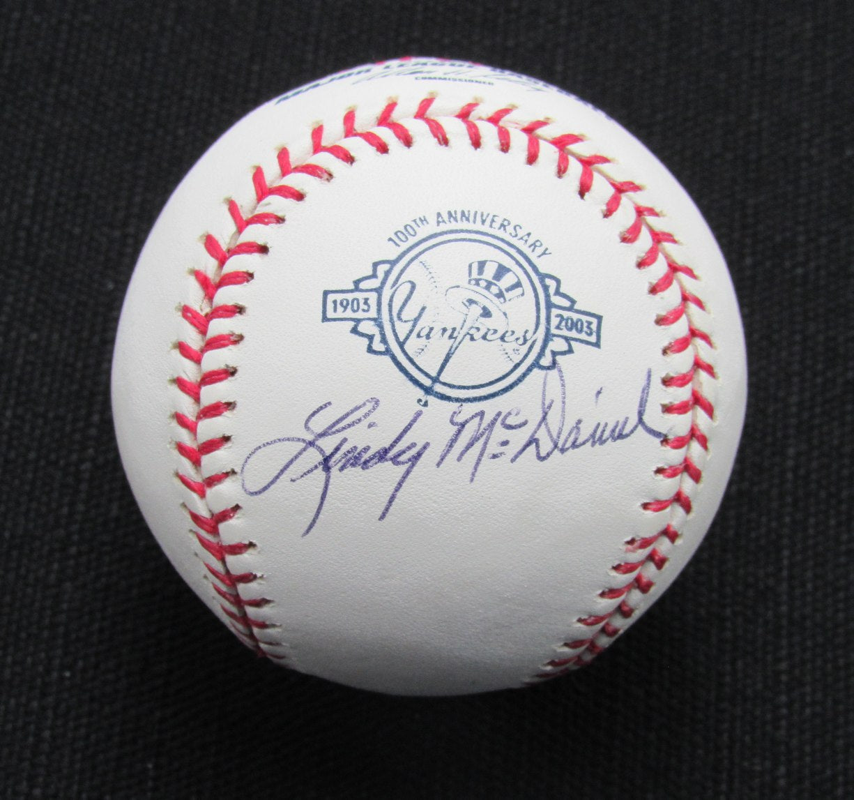 Lindy McDaniel Signed/Auto Yankees 100th OML Baseball JSA  186913