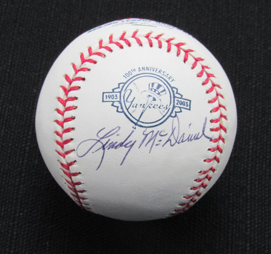 Lindy McDaniel Signed/Auto Yankees 100th OML Baseball JSA  186913