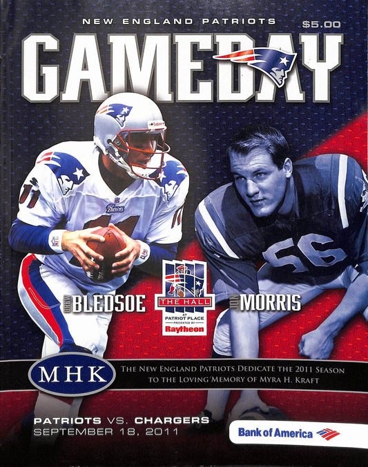 2011 9/18 Patriots v Chargers NFL Game Program Tom Brady Record 517 Yards 179016