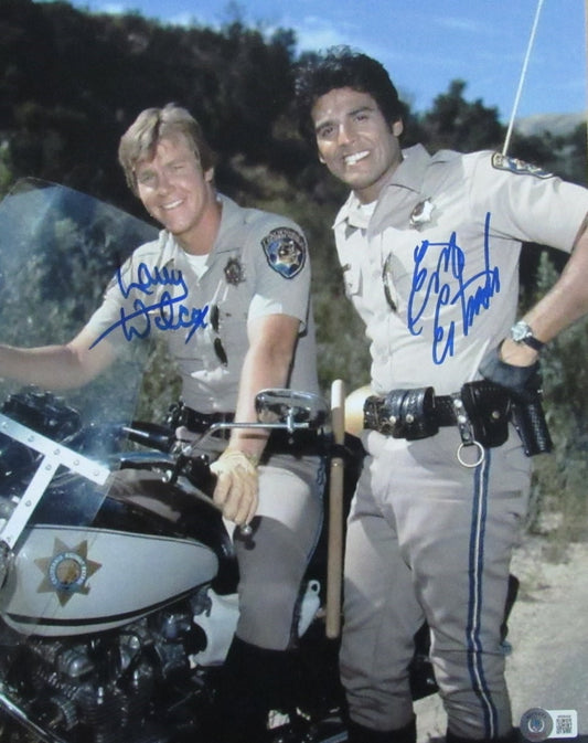 Larry Wilcox/Erik Estrada Dual-Autographed 11x14 Photo "Chips" Beckett 183369