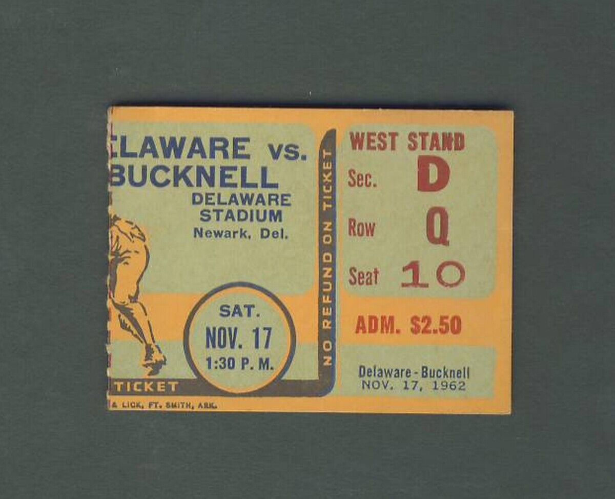 Delaware vs Bucknell Ticket Stub 11-17-1962 142223