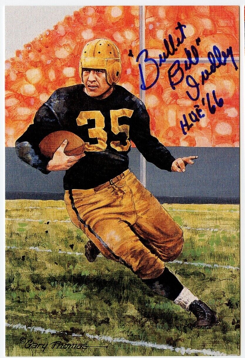 Bullet Bill Dudley Signed Goal Line Art Postcard w/HOF Steelers PSA/DNA 160084