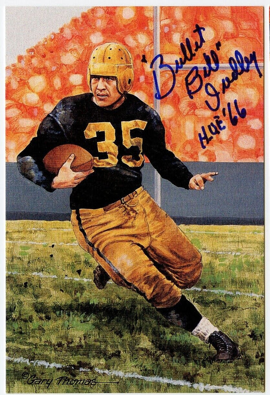 Bullet Bill Dudley Signed Goal Line Art Postcard w/HOF Steelers PSA/DNA 160084