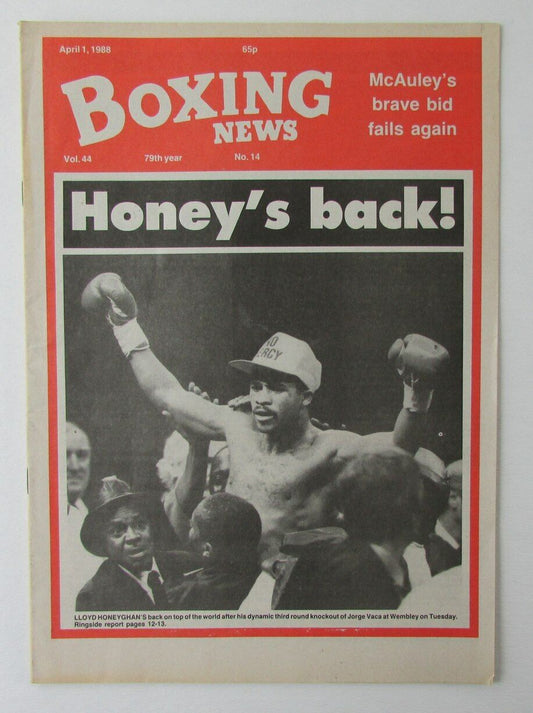 April 1, 1988 Boxing News Magazine Lloyd Honeyghan