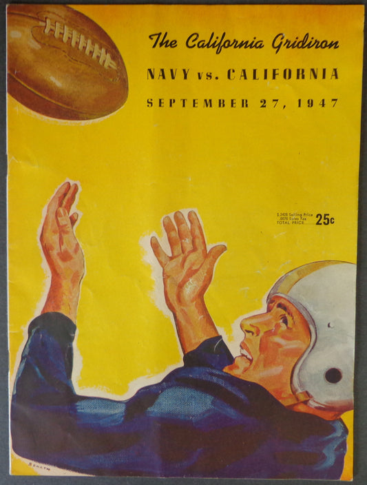 September 27, 1947 Navy vs California Vintage Football Game Program 190070