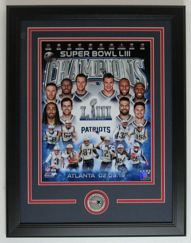 Patriots Super Bowl LIII Champs 11x14 Team Composite Framed Unsigned 142379