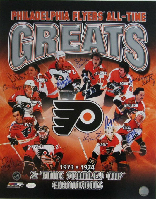 Hextall Clarke Parent Flyers ALL TIME GREATS 10 AUTOS  Signed 16x20 photo JSA