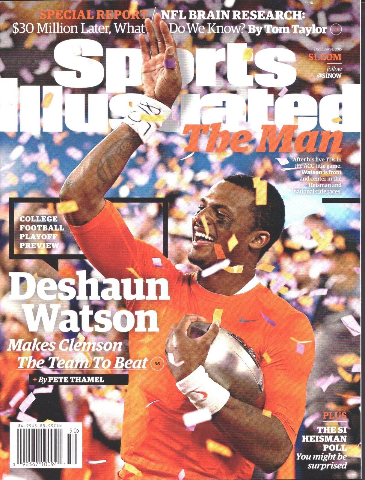 Deshaun Watson Clemson 2015 Sports Illustrated Magazine NO LABEL 151928