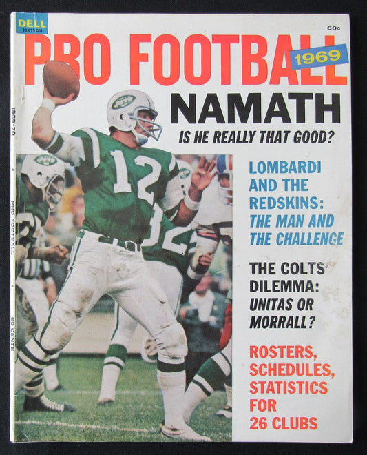 1969 Dell Pro Football Magazine Joe Namath New York Jets on Cover 190398