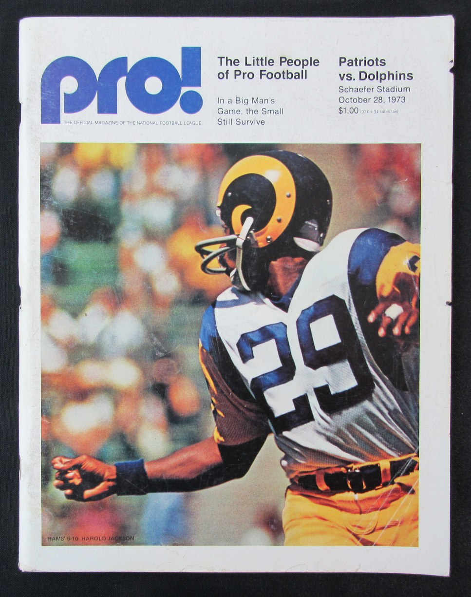 1973  New England Patriots vs. Miami Dolphin Program 10/28 Harold Jackson 172395