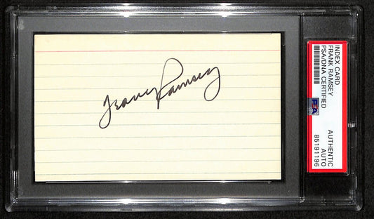 Frank Ramsay HOF Signed/Auto 3x5 Index Card Boston Celtics PSA/DNA 188547