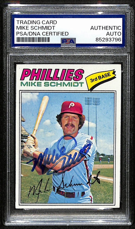 Mike Schmidt HOF Signed/Autographed 1977 Topps Card #140 Phillies PSA/DNA 190645