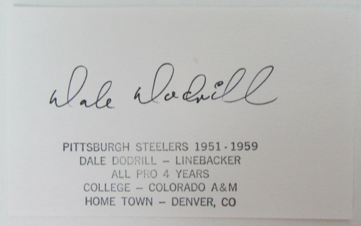 Dale Dodrill Pittsburgh Steelers Signed/Autographed Index Card d.2019 149447