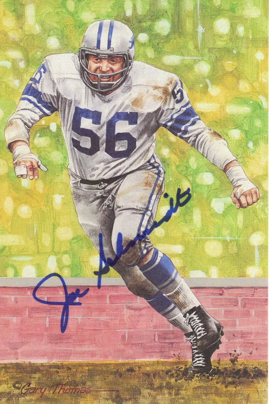 Joe Schmidt HOF Autographed Goal Line Art GLAC Postcard Detroit Lions JSA