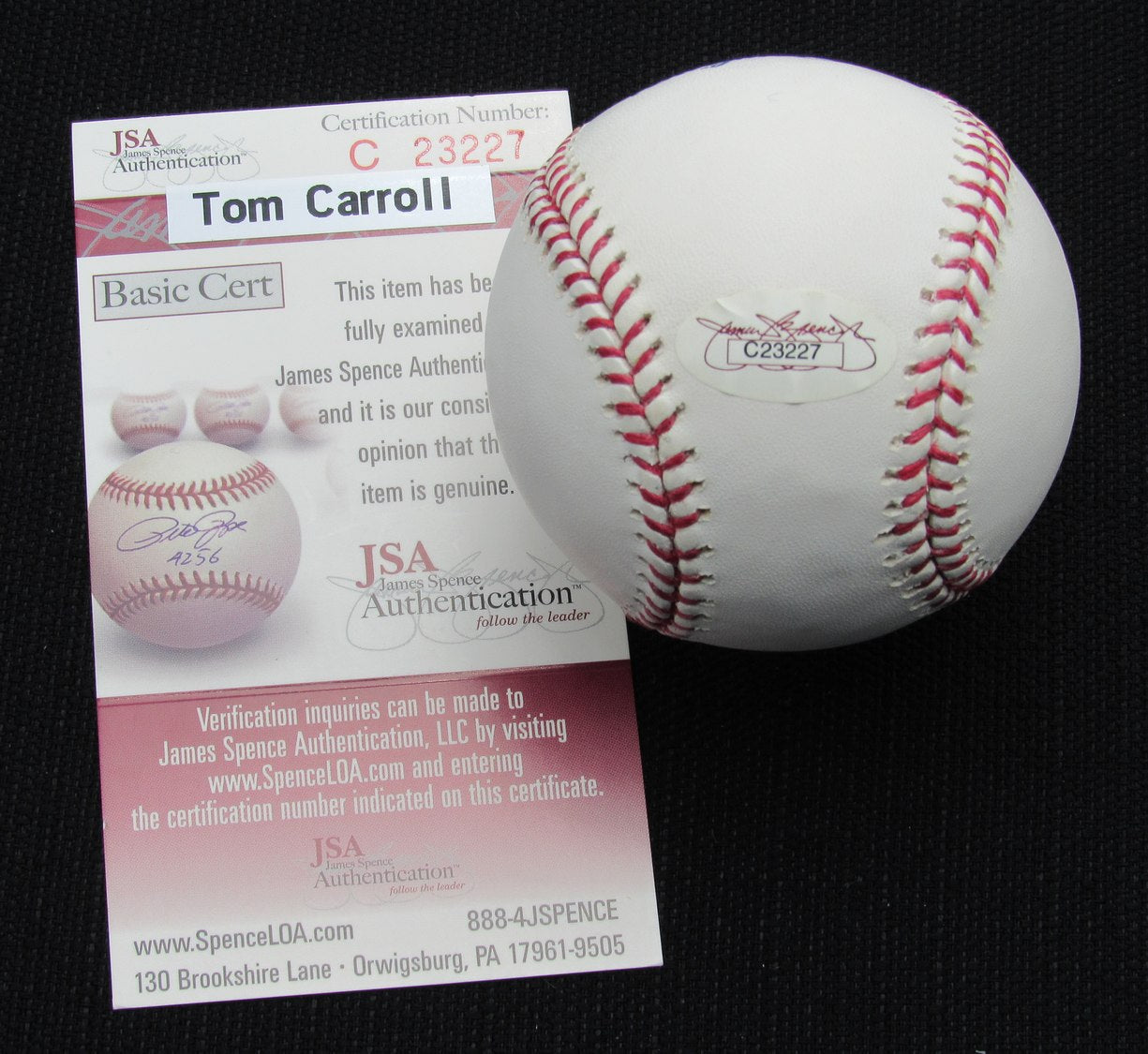 Tom Carroll Signed/Auto Yankees 100th OML Baseball JSA 186714