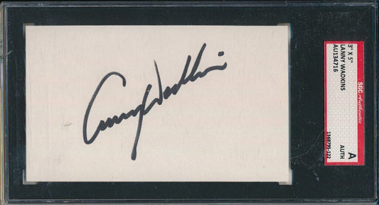 Lanny Wadkins  World Golf HOF Signed 3x5 Index Card SGC 143689