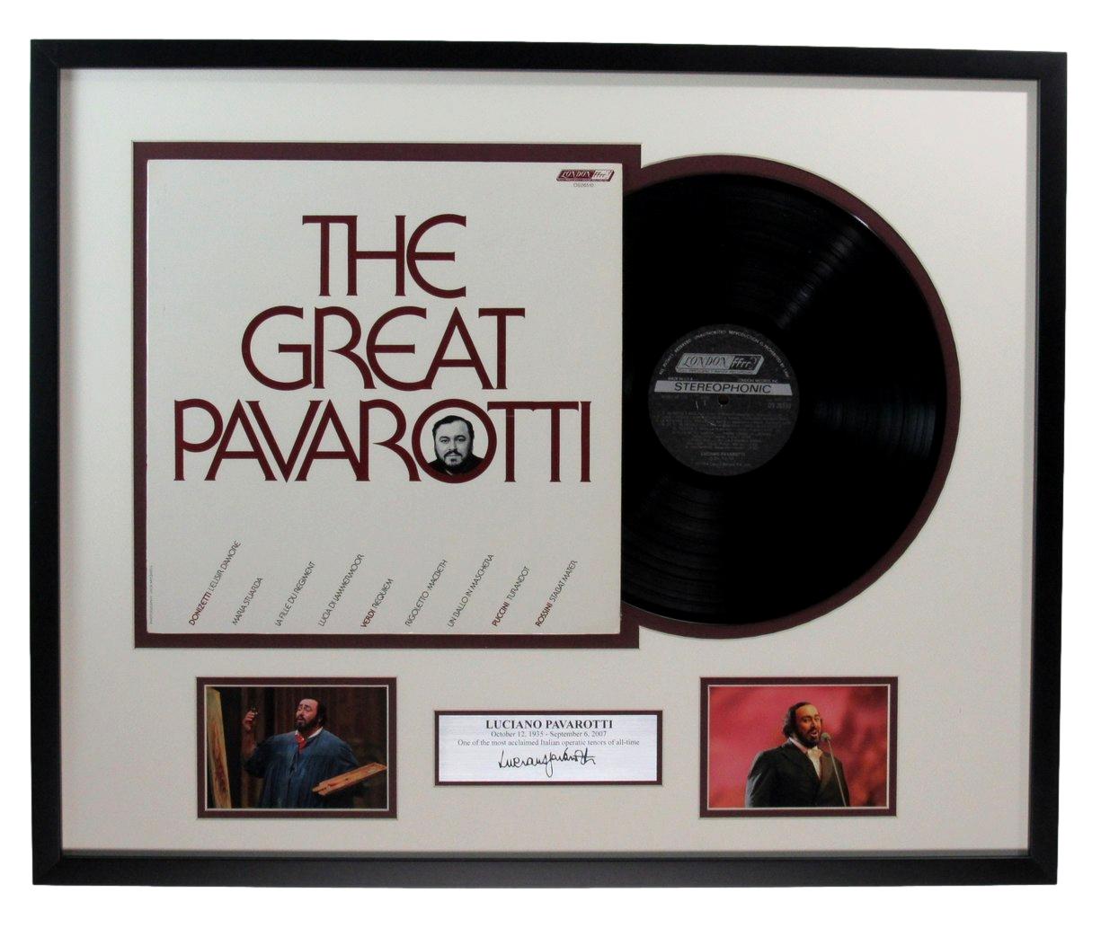 Luciano Pavarotti Laser Autographed Record Album Cover with Record Framed 187711