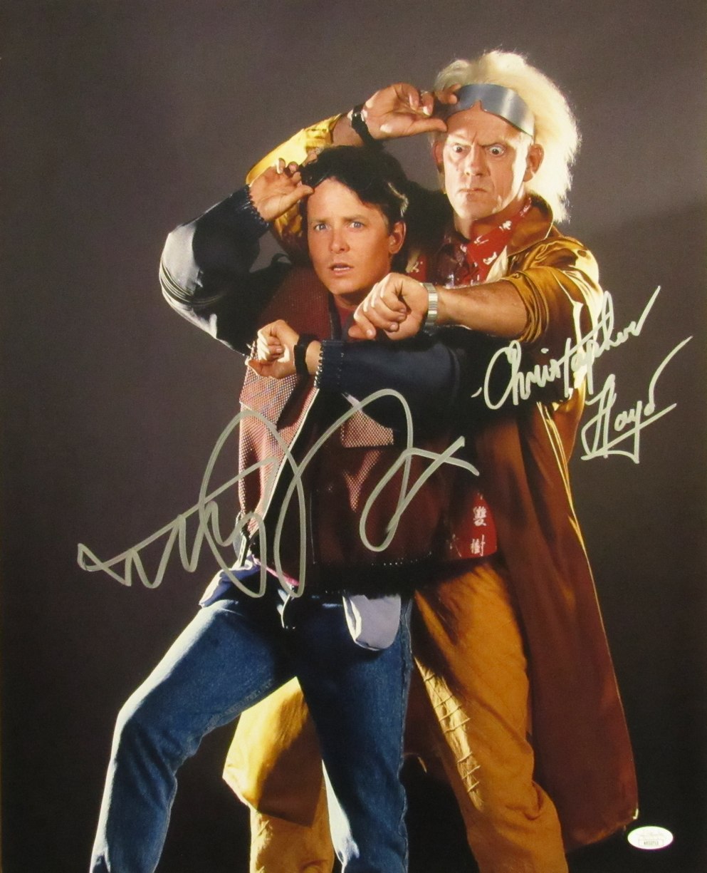 Michael J Fox/Christopher Lloyd Sign/Auto 16x20 Photo Back to the Future JSA 681