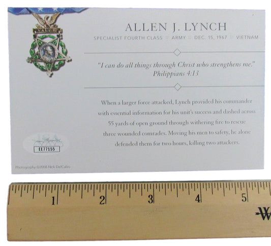 Allen J. Lynch, MOH Recipient, Signed MOH 3 1/2x5 1/2 Society Card JSA 146372