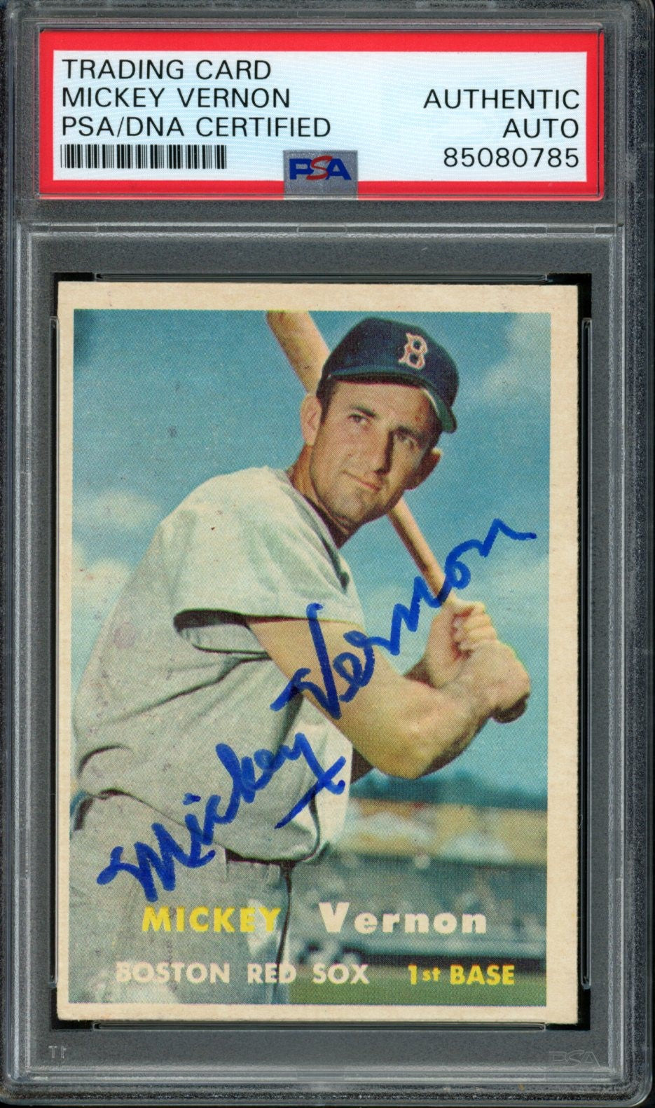 1957 TOPPS Mickey Vernon #92 Auth Card Signed Boston Red Sox PSA/DNA 184097