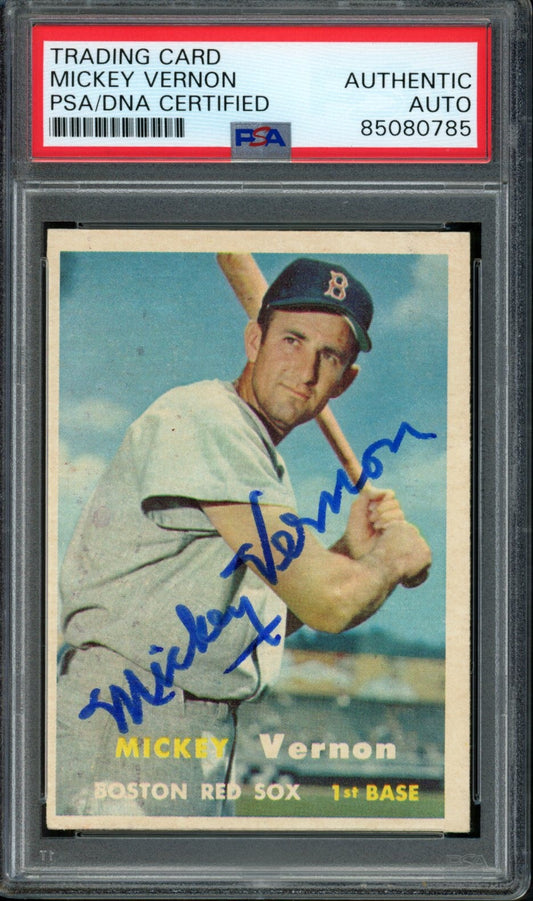 1957 TOPPS Mickey Vernon #92 Auth Card Signed Boston Red Sox PSA/DNA 184097