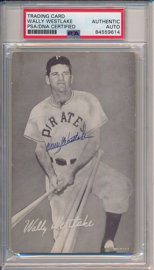 Wally Westlake Pirates Autographed Exhibit Postcard 3.5 x 5.5  PSA/DNA 167740