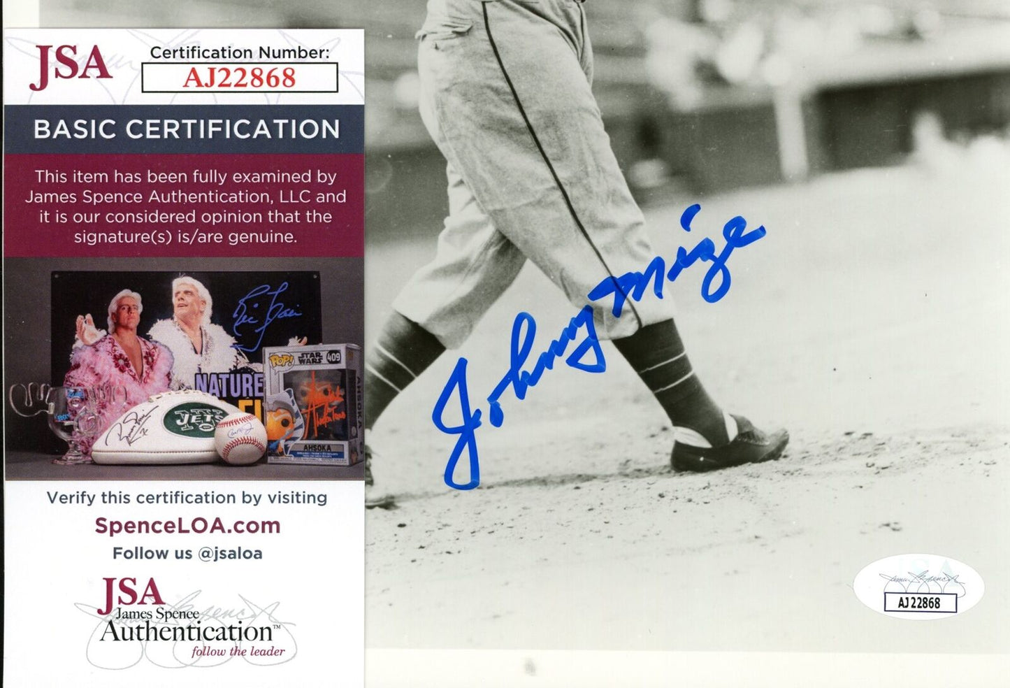 Johnny Mize HOF Autographed 8x10 Photo New York Giants JSA 177879