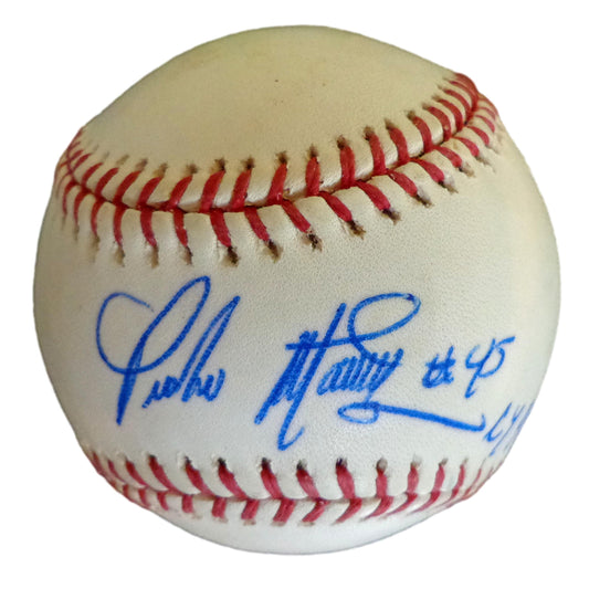 Pedro Martinez HOF Autographed/Inscribed OML Baseball Boston Red Sox JSA 180376