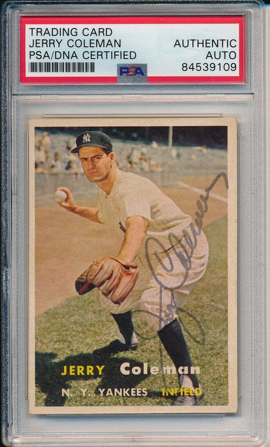 Jerry Coleman Yankees Signed/Autographed 1957 TOPPS Card #192 PSA/DNA 166627